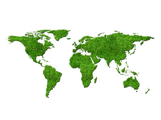 World map with grass