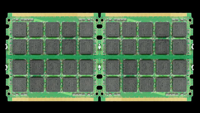 Computer ram chips with binary code.