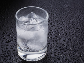 shot of cold sparkling alcohol