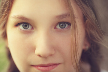 close up portrait of happy teen girl