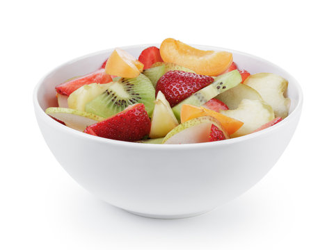 fresh mix fruit salad with strawberry, kiwi and peach
