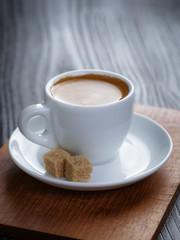 classic double espresso on wood table
