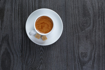 classic double espresso on wood table