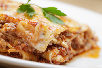 hot freshly made home lasagna