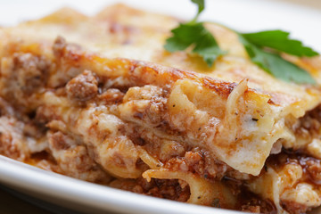 hot freshly made home lasagna
