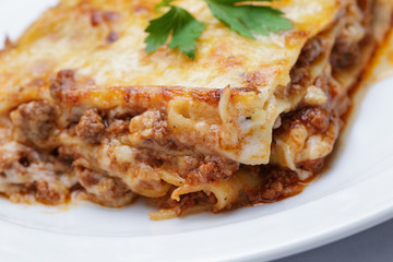 hot freshly made home lasagna