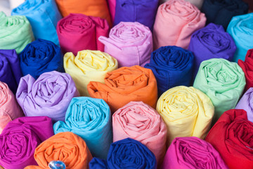 Colorful fabric rolls