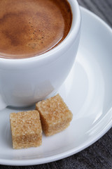 classic double espresso on wood table