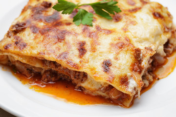 hot freshly made home lasagna