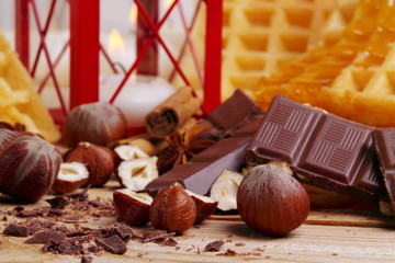 Nocciole,miele e waffel