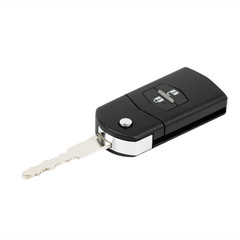 Modern remote car key on white background