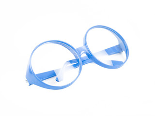 Fototapeta premium Blue retro glasses on white background