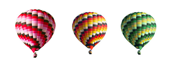 Three multi-colored balloons on a white background