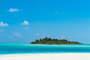 Fototapeta na wymiar Island in the ocean with blue water