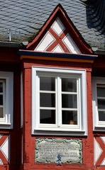 Erker mit Fachwerk und Schnitzereien in Idstein