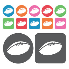 American Football Icon. Amarica Sign Icons Set. Round And Rectan