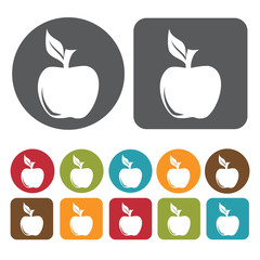 Apple Icon. Breakfast And Dining Sign Icons Set. Round And Recta