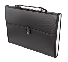 black briefcase isolated on white background