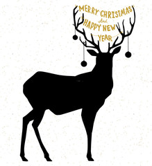 Hand drawn Christmass deer illustration