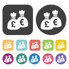 Pound Euro Currencies Icon. Currency Exchange Sign Icons Set. Ro