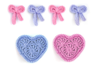 Pink and blue hearts and bows
