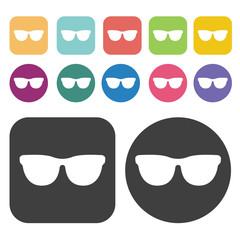 Eye glasses icon. Disabled Related icons set. Round And Rectangl