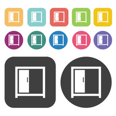 Cabinet Icon. Furniture Icons Set. Round And Rectangle Colourful