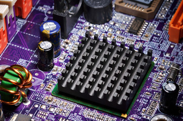 Computer motherboard close up