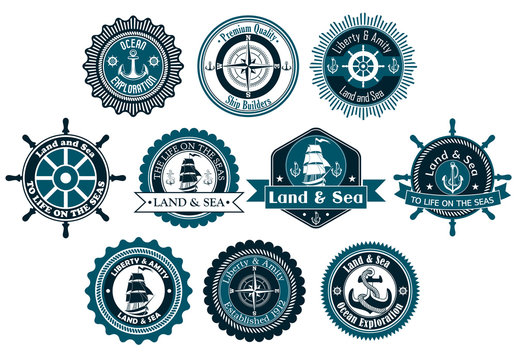 Circle marine heraldic labels