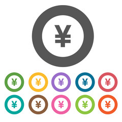 Yen Currency icon. Money finance icons set. Round colourful 12 b