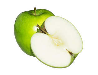 Fresh sliced apples isolated on white