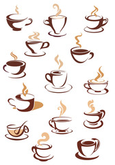 Hot brown coffee icons