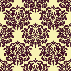 Fototapeta premium Floral seamless pattern with yellow flowers on brown