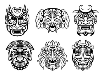 Religious masks in tribal style