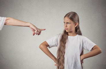Fototapeta Child parent confrontation. teenager arguing with parent  obraz