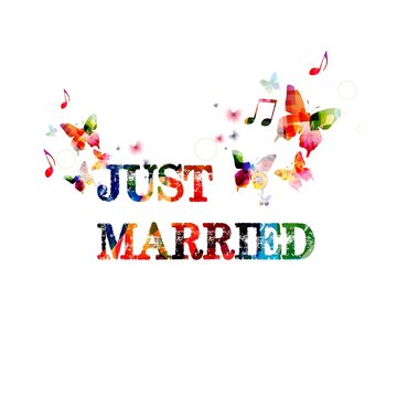 Just married inspirational banner