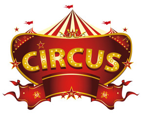 Red circus sign
