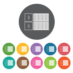 Containers Icon. Shipping And Logistics Icons Set. Round Colourf