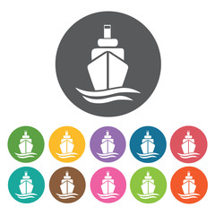 Boat Icon. Shipping And Logistics Icons Set. Round Colourful 12