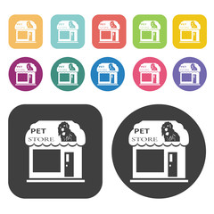 Pet Store Icon. Store Icon Sets. Round And Rectangle Colourful 1