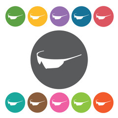 Sport Sunglasses Side View Icon. Sunglasses Icons Set. Round Col