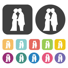 Couple together icon. Wedding, bride and groom, love, celebratio