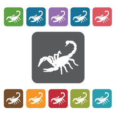 Scorpio Icon. Zodiac Symbol Sign Icons Set. Rectangle Colourful