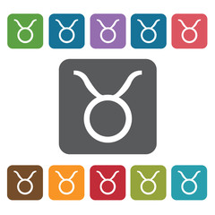 Taurus Icon. Zodiac Symbol Sign Icons Set. Rectangle Colourful 1