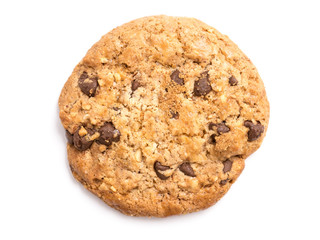 Round Chocolate Biscuit Isolated On White