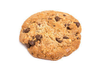 Round Chocolate Biscuit Isolated On White