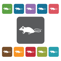 Fototapeta premium Year Of The Rat Icon. Zodiac Symbol Sign Icons Set. Rectangle Co