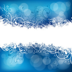 Christmas background in blue, winter design, vector illustration