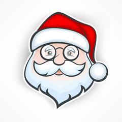 Santa Claus cheerful face on white, vector illustration