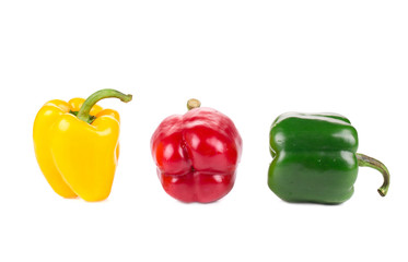 Three bell peppers as a traffic light.